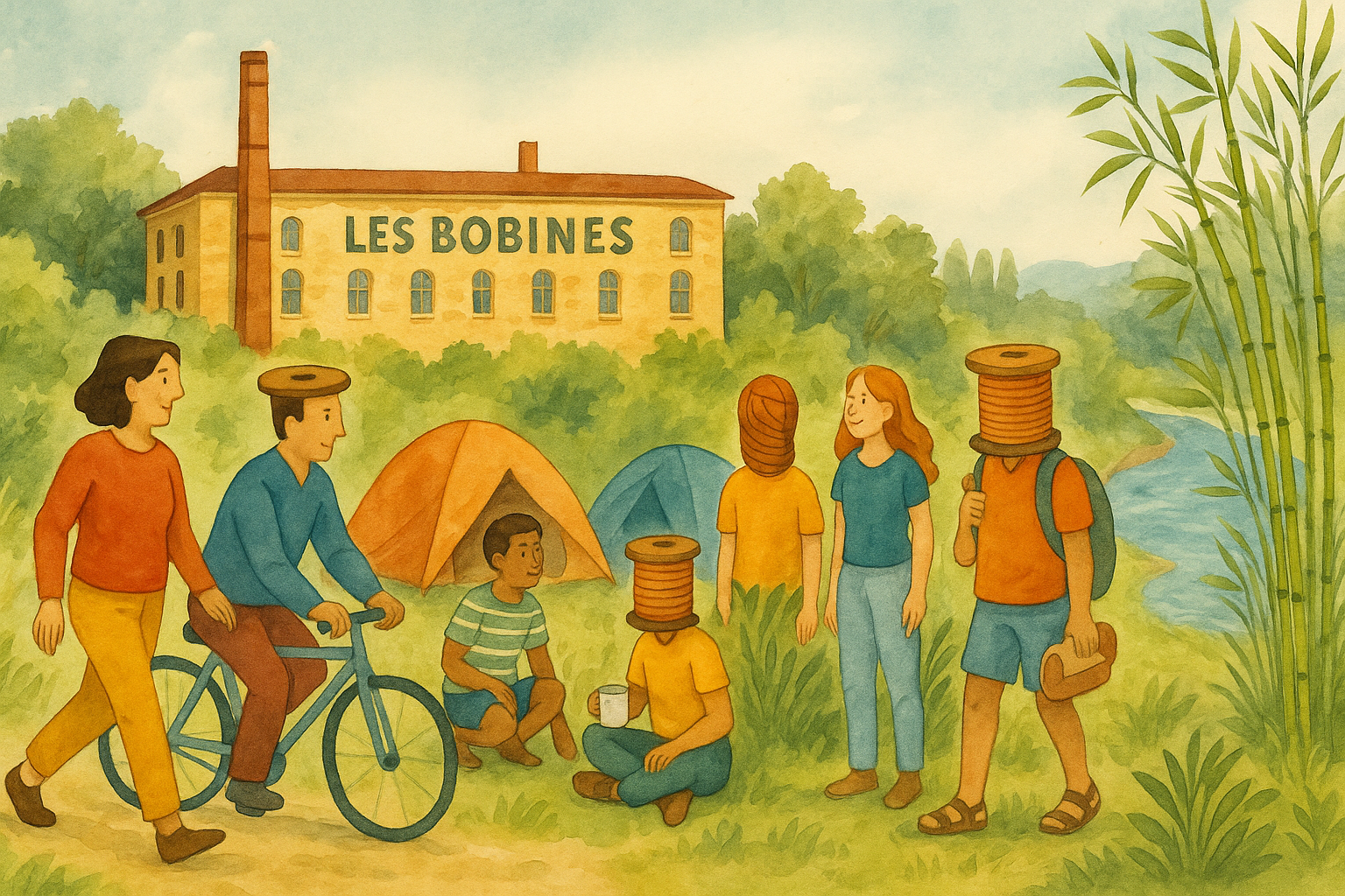 Illustration montrant un camping convivial